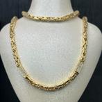 14k gouden koningsketting met armband set steentjes, Ophalen of Verzenden, Zo goed als nieuw, Goud