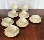 Set roomwitte soepkommen met schotels, Ophalen of Verzenden