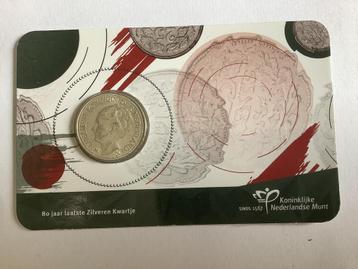 Coincard 80 jaar laatste zilveren kwartje 1941 beschikbaar voor biedingen