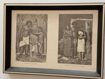 Houtsnedes Pacific Islanders - Ingelijst beschikbaar voor biedingen