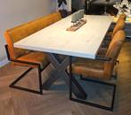 Eettafel 6 persoons met stoelen en eetbank eventueel ook los, Huis en Inrichting, Tafels | Eettafels, Ophalen, Landelijk industrieel  retro modern strak