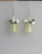Prachtige oorbellen met Serpentijn, Jade en parels, Sieraden, Tassen en Uiterlijk, Oorbellen, Hangers, Verzenden, Nieuw, Met edelsteen
