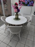 Nette ronde tafel met 4 rotan stoelen, Huis en Inrichting, Tafels | Eettafels, Ophalen, Gebruikt, Overige materialen, Rond
