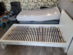 Stevig en stoer wit bed, compleet met matras, Huis en Inrichting, Ophalen, Gebruikt, 90 cm, Eenpersoons