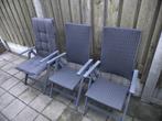 3 Rotan stijl tuinstoelen met bijhorende kussens, Tuin en Terras, Tuinstoelen, Ophalen, Gebruikt, Rotan, Inklapbaar