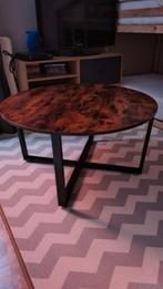 ronde houten salontafel stalen pootframe, Huis en Inrichting, Tafels | Salontafels, Ophalen, 50 tot 100 cm, Rond, 50 tot 100 cm