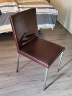 4 lederen Bauhaus eetkamer stoelen, Huis en Inrichting, Stoelen, Ophalen, Bruin, Zo goed als nieuw, Metaal