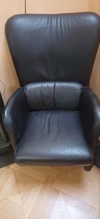 Zwarte leren fauteuil - kleine beschadiging, Ophalen