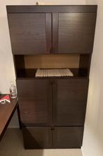 Vintage fraaie & strakke 2-delig wandkast | Palissanderhout., Huis en Inrichting, Ophalen, Gebruikt, Glas, Met deur(en)