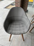 6 tuinstoelen, kuipmodel met hard houten onderstel, Tuin en Terras, Tuinstoelen, Ophalen, Zo goed als nieuw, Hout