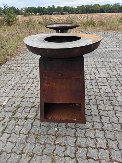 Plancha bbq / vuurschaal bbq cortenstaal 100cm, Tuin en Terras, Vuurschalen, Ophalen