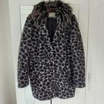 Amber & June winterjas 44 L wol zwart/grijs leopard print, Amber & June, Zwart, Maat 42/44 (L), Ophalen of Verzenden