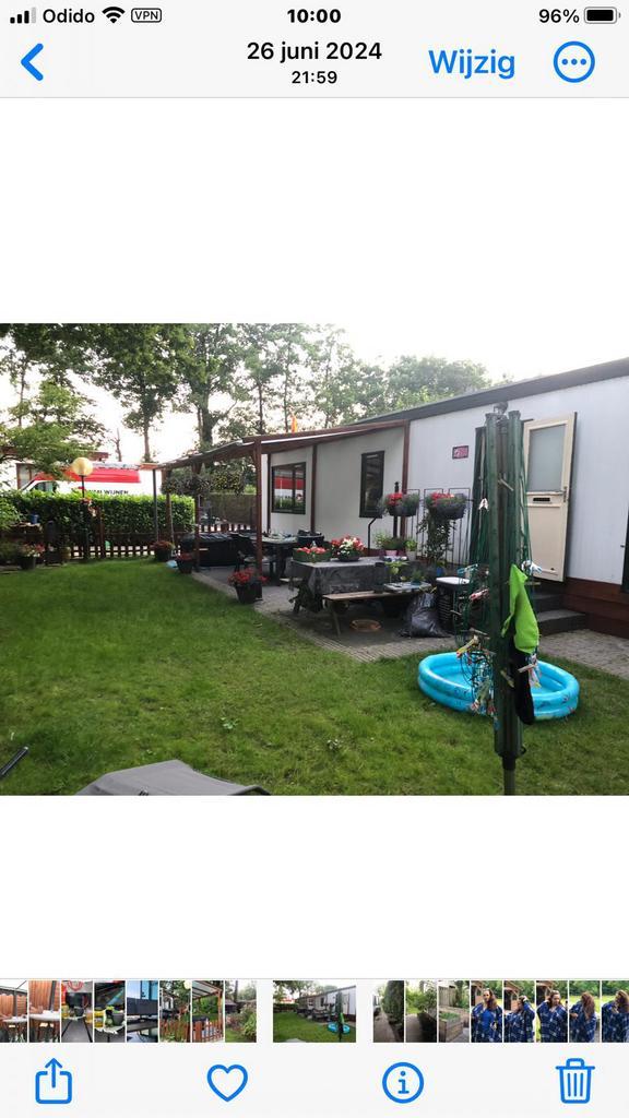 Stacaravan 12,5 meter, met overkapping, terras en oprijlaan, Caravans en Kamperen, Caravan accessoires, Gebruikt, Ophalen