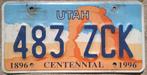 UTAH Arch boog USA nummerplaat kentekenplaat WITTE tekst, Verzamelen, Auto's, Gebruikt, Ophalen of Verzenden