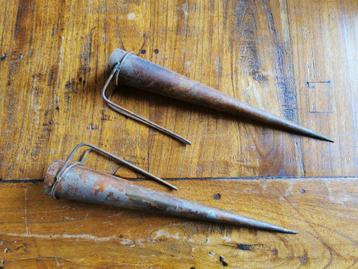2 Langwerpige Vintage metalen theelichthouders. beschikbaar voor biedingen