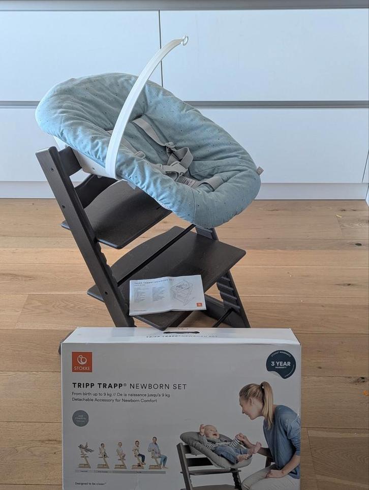 Stokke tripp Trapp newborn set - jade confetti, Kinderen en Baby's, Kinderstoelen, Zo goed als nieuw, Overige typen, Ophalen