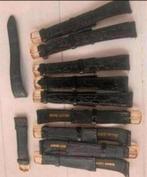 Zwarte Leren horloge bandjes €5,- per stuk, Overige merken, Overige materialen, Leer, Polshorloge