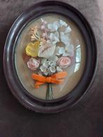 Retro schilderijtje boeketje stoffen ? Plastic bloemen, Verzamelen, Retro, Ophalen of Verzenden, Huis en Inrichting
