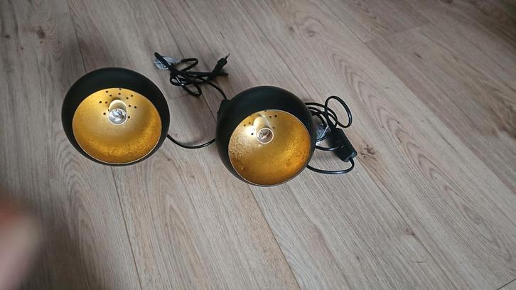 Billy Tafellamp Zwart Mat Goudkleur 2 stuks, Huis en Inrichting, Lampen | Spots, Nieuw, Plafondspot of Wandspot, Metaal of Aluminium