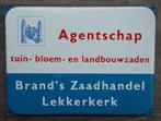 Jare 50-60 Emaille Bord Schild Brand's Zaadhandel Lekkerkerk, Ophalen of Verzenden