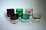 vintage Retro Luminarc Cavalier groen rood fumé 9x Dessert, Glas of Glazen, Ophalen of Verzenden, Overige stijlen, Glas