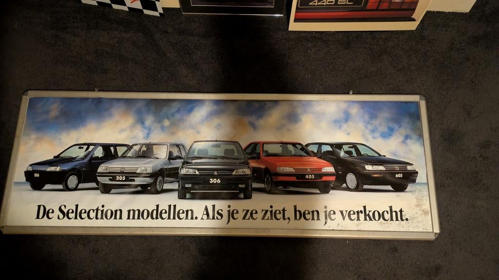 Peugeot reclame bord, Verzamelen, Ophalen, Gebruikt, Auto's