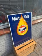 Gulf motor olie oude lichtbak reclame plaat, Ophalen, Reclamebord, Gebruikt, .