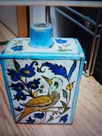 Antieke Perzische flesvaas, handbeschilderd met een vogel en, Antiek en Kunst, Ophalen of Verzenden