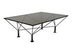 Vintage Salontafel Paolo Piva Stijl Met Rookglas 80's Design, Gebruikt, 100 tot 150 cm, Minder dan 50 cm, Rechthoekig