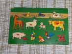 2268 antiek speelgoed houten puzzel boerderijdieren, Ophalen of Verzenden