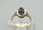 Gouden Vintage ring edelsteen saffier en diamant. 2025/499., Sieraden, Tassen en Uiterlijk, Ringen, ., Zwart, Ophalen of Verzenden