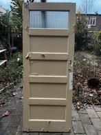 Vijf paneel deur met ruit (82,4x210,9), Doe-het-zelf en Verbouw, Deuren en Horren, Gebruikt, 80 tot 100 cm, Binnendeur, Ophalen of Verzenden