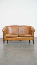Vintage schapenleren 2 zits bank in Engelse stijl, Huis en Inrichting, Banken | Bankstellen, Ophalen, Gebruikt, ., 150 tot 200 cm