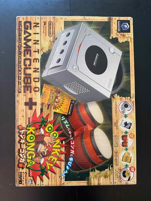 Nintendo Gamecube Pack Donkey Konga NTSC-J (Japan), Spelcomputers en Games, Spelcomputers | Nintendo GameCube, Gebruikt, Zilver
