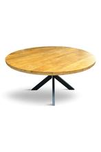 Mango ronde eettafel van 100cm t/m 150cm in zwart en naturel, Nieuw, 100 tot 150 cm, Industrieel, 100 tot 150 cm