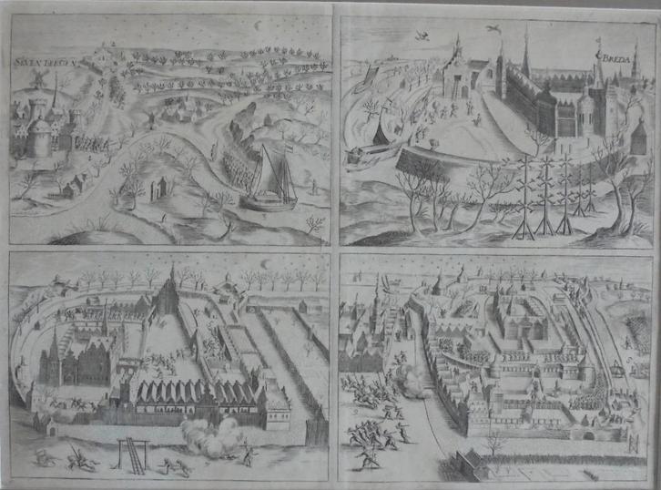 Breda Zevenbergen Jan Janszoon Orlers kopergravure uit 1590, Antiek en Kunst, Kunst | Etsen en Gravures, Ophalen of Verzenden