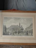 Oude prent van het Stadhuis van Haarlem, Antiek en Kunst, Kunst | Etsen en Gravures, Ophalen of Verzenden