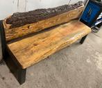 Boomstam bank stalen poten, Ophalen, 200 cm of meer, 50 tot 100 cm, Zo goed als nieuw