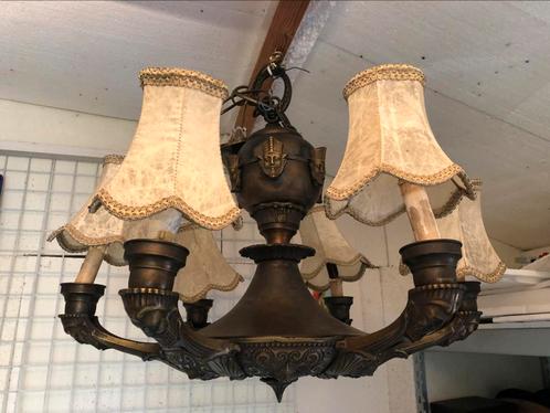 Antieke bronzen schaallamp, Huis en Inrichting, Lampen | Plafondlampen, Zo goed als nieuw, Metaal, Ophalen