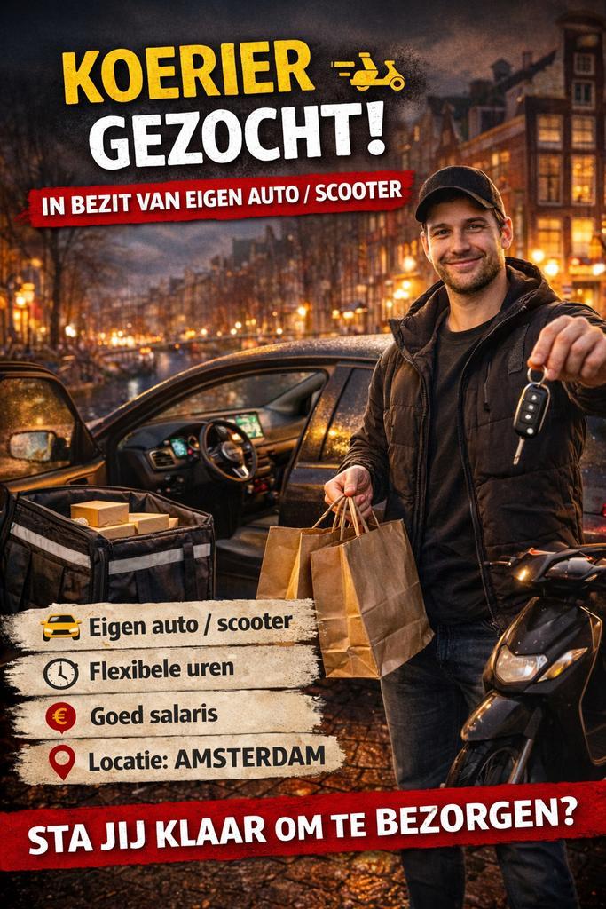 Koerier gezocht restaurant Amsterdam, Vacatures, Vacatures | Horeca en Catering, Overige niveaus, Starter, Overige vormen