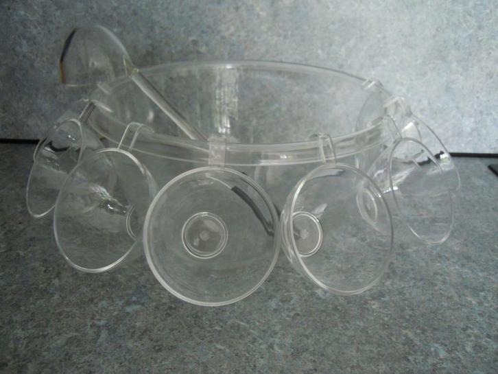 bowlschaal met 8 kommetjes en opscheplepel, Huis en Inrichting, Keuken | Keukenbenodigdheden, Zo goed als nieuw, Ophalen of Verzenden