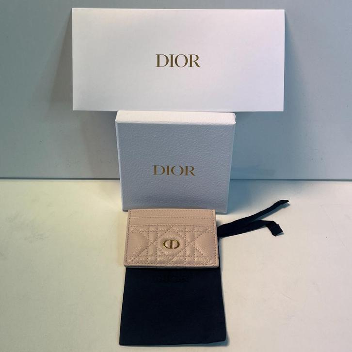 Dior Caro Freesia-kaarthouder Kalfsleer Roze | nette staat, Sieraden, Tassen en Uiterlijk, Portemonnees, Zo goed als nieuw