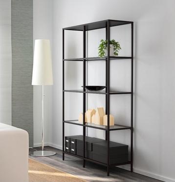 IKEA VITTSJÖ Stellingkast - Zwart/Glas beschikbaar voor biedingen
