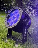 8x IP65 LED par, Heytech lighting delta RGBW, met Flightcase, Ophalen, Nieuw, Licht
