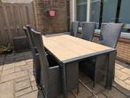 grote tuintafel met  6 stoelen de stoelen zijn verstelbaar, Tuin en Terras, Ophalen, Gebruikt