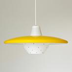 vintage design LAMP geel metaal met opaalglas Retro stippen, Huis en Inrichting, Lampen | Hanglampen, Gebruikt, Ophalen of Verzenden