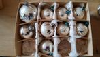 Doosje oud retro kerstballen 9 glazen zilveren kersthangers, Diversen, Kerst, Ophalen of Verzenden