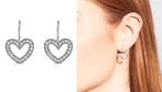 Ti Sento Milano zilver zirkonia oorbellen oorhangers Hart, Hangers, Met strass, Nieuw, Ophalen of Verzenden