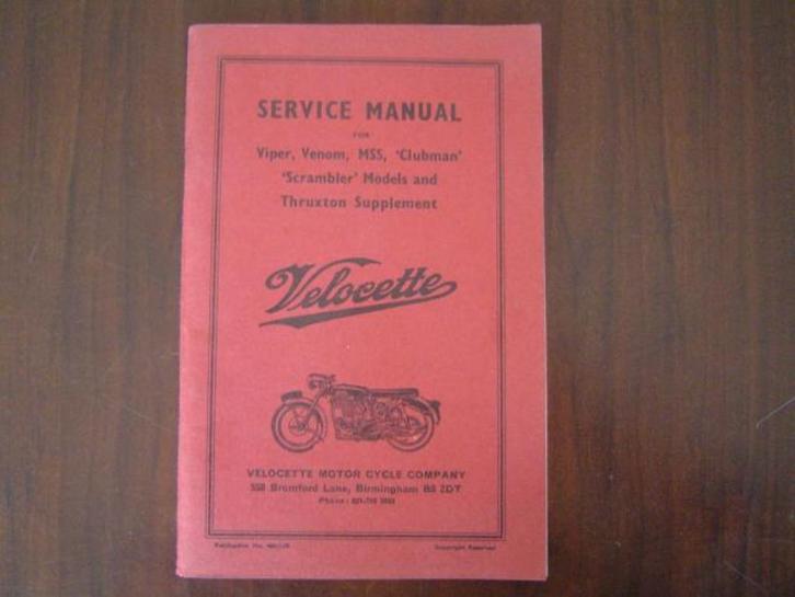 Velocette Viper Venom MSS Scrambler Thruxton service manual, Motoren, Handleidingen en Instructieboekjes, Overige merken, Ophalen of Verzenden