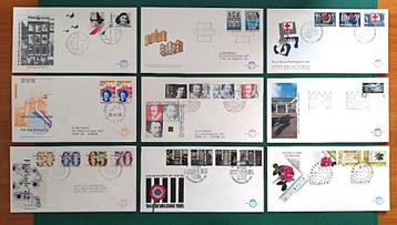 9x FDC / Eerste Dag Enveloppen + 1x tentoonstelling jaren 80 beschikbaar voor biedingen